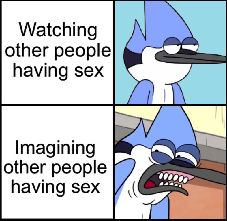 cartoon - Watching other people having sex Imagining other people having sex 2000