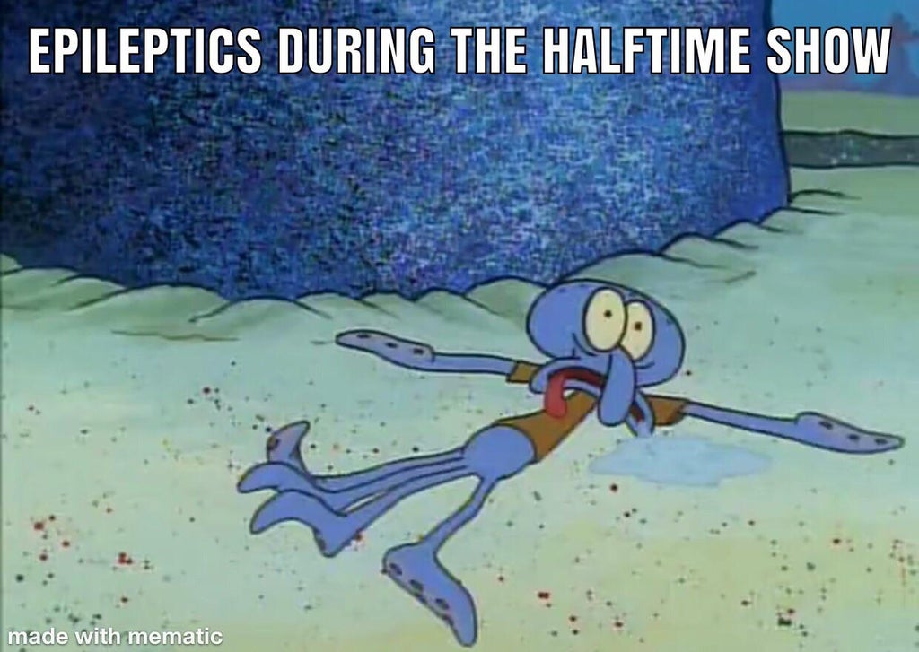 squidward choking purple - Epileptics During The Halftime Show made with mematic