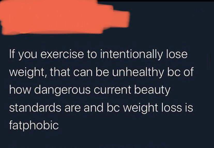 eddie long - If you exercise to intentionally lose weight, that can be unhealthy bc of how dangerous current beauty standards are and bc weight loss is fatphobic