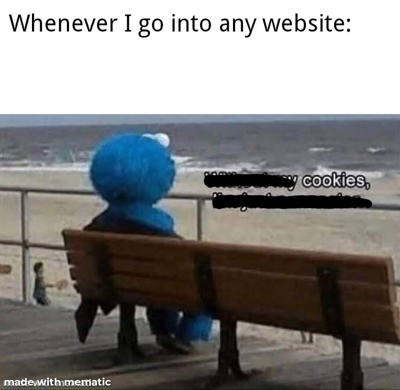 without my cookies i m just a monster - Whenever I go into any website y cookies, madewithmematic