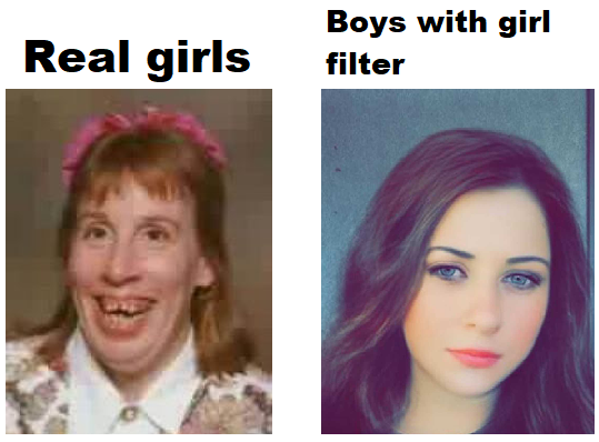 funny ugly portrait - Real girls Boys with girl filter