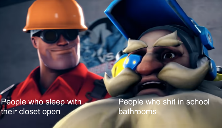photo caption - Vs People who sleep with their closet open People who shit in school bathrooms