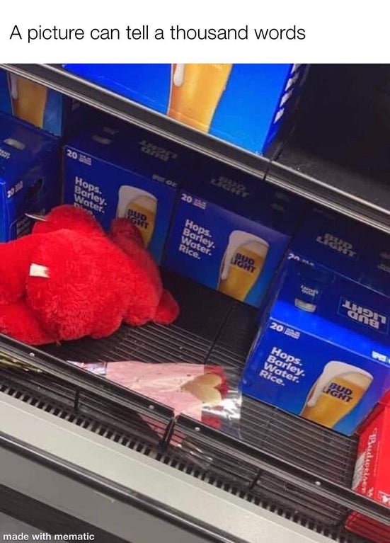 funny memes - A picture can tell a thousand words - valentine's day flowers abandoned at beer aisle