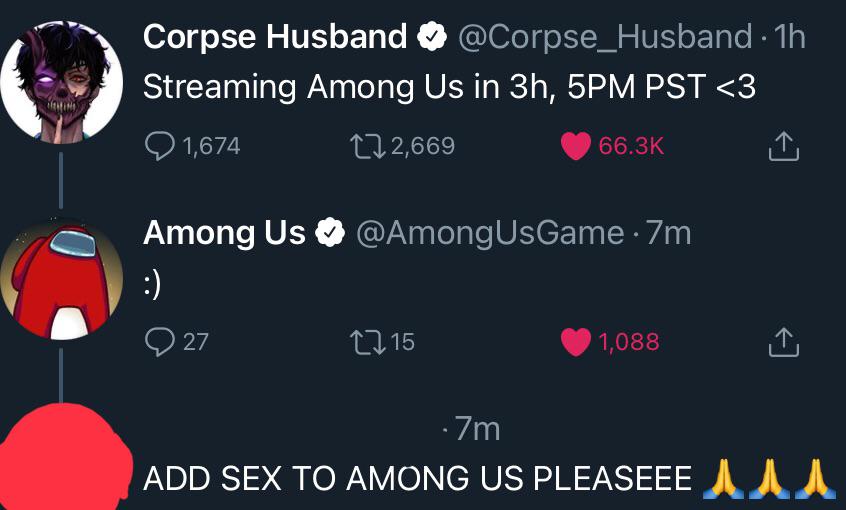 graphics - Corpse Husband 1h Streaming Among Us in 3h, 5PM Pst