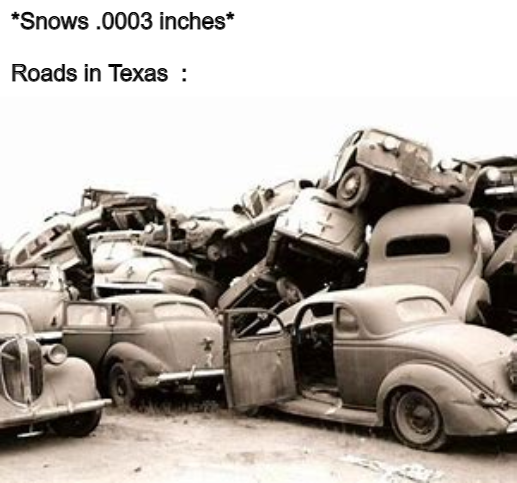 Vintage car - Snows .0003 inches Roads in Texas