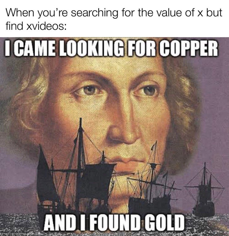 came looking for copper - When you're searching for the value of x but find xvideos I Came Looking For Copper And I Found Gold mgflip.com