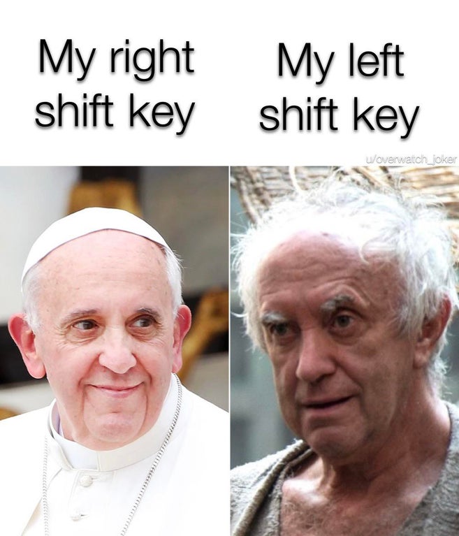home office meme - My right shift key My left shift key woverwatch_joker