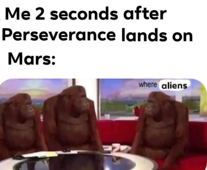 hand - Me 2 seconds after Perseverance lands on Mars where aliens