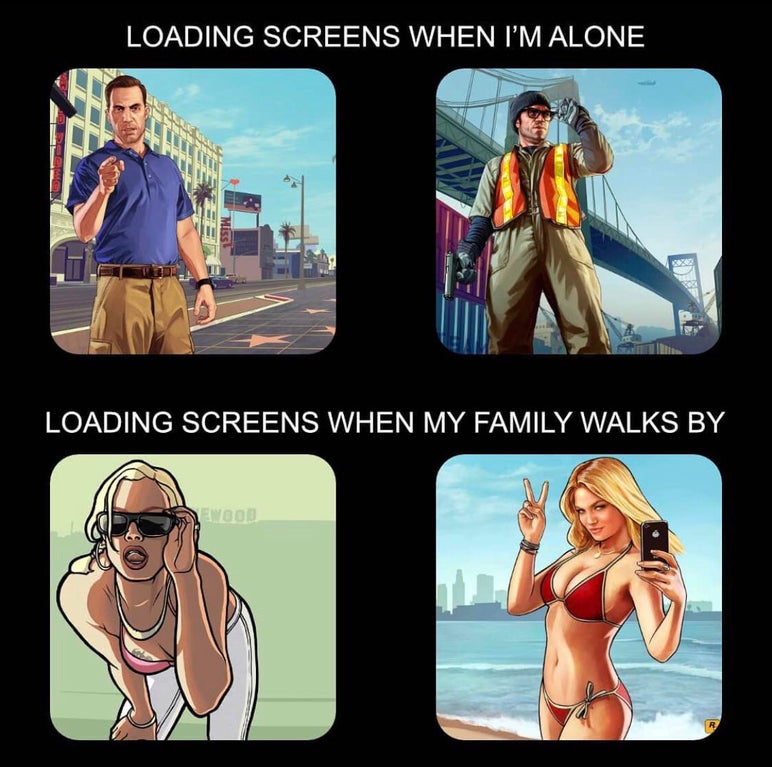 gta v - Loading Screens When I'M Alone Miss Loading Screens When My Family Walks By Wood