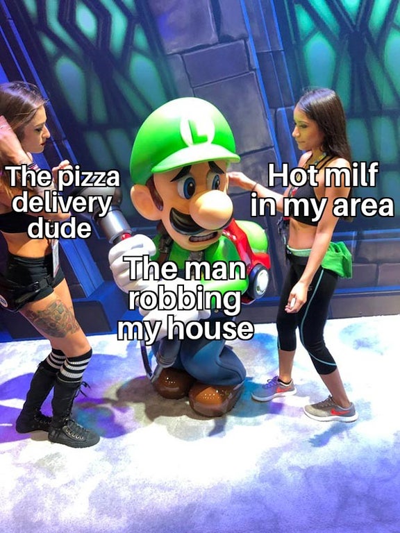 The pizza Hot milf delivery in my area dude The man robbing my house