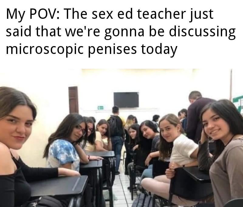 i m somewhat of a genius myself - My Pov The sex ed teacher just said that we're gonna be discussing microscopic penises today