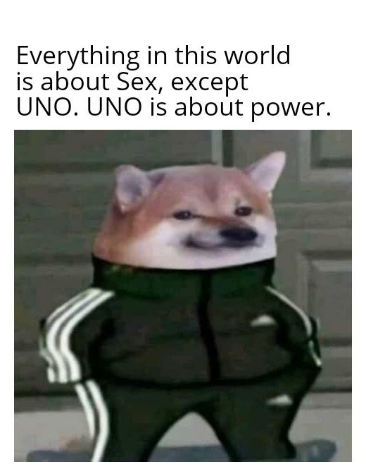 adidas meme - Everything in this world is about Sex, except Uno. Uno is about power.