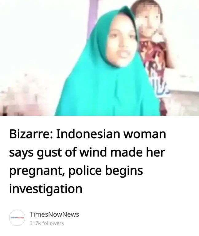 Pregnancy - Bizarre Indonesian woman says gust of wind made her pregnant, police begins investigation TimesNowNews ers