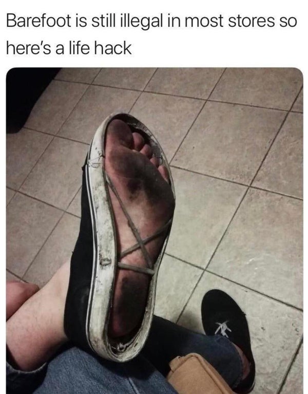 toph irl - Barefoot is still illegal in most stores so here's a life hack