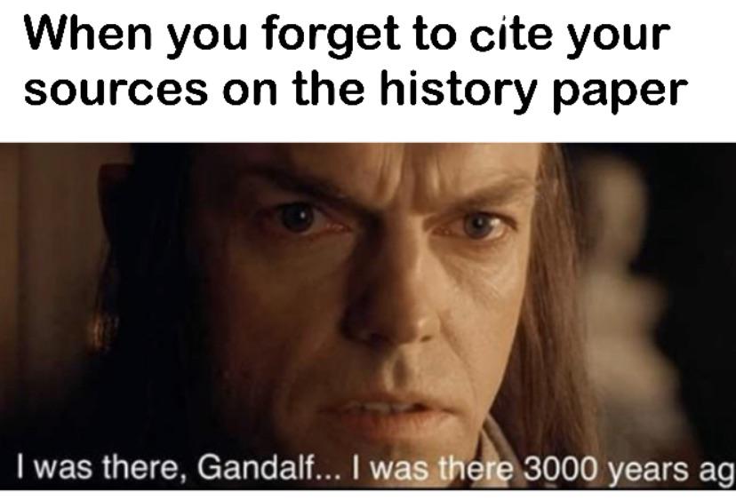 photo caption - When you forget to cite your sources on the history paper I was there, Gandalf... I was there 3000 years ag