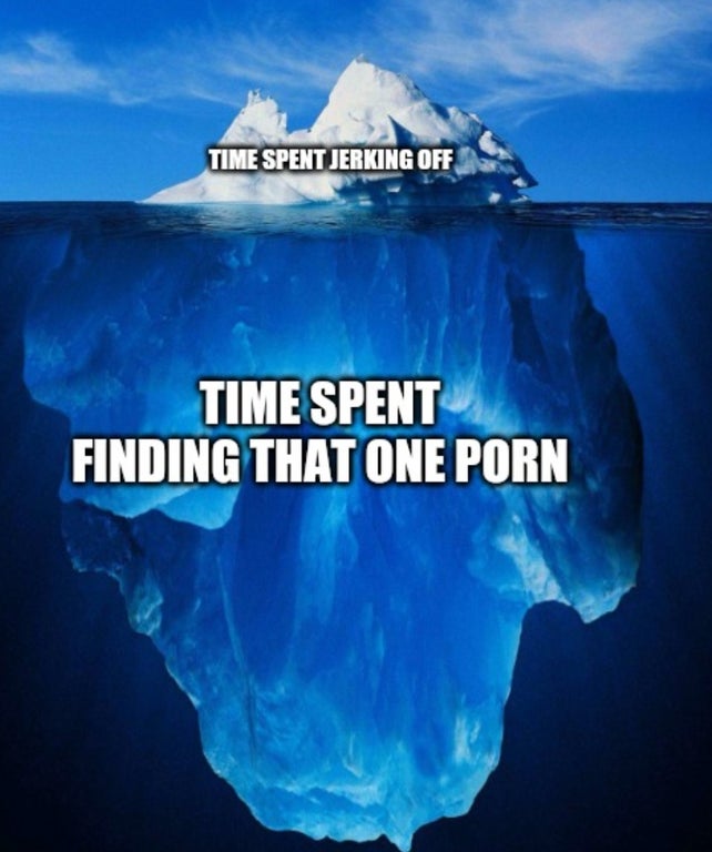iceberg chart meme template - Time Spent Jerking Off Time Spent Finding That One Porn