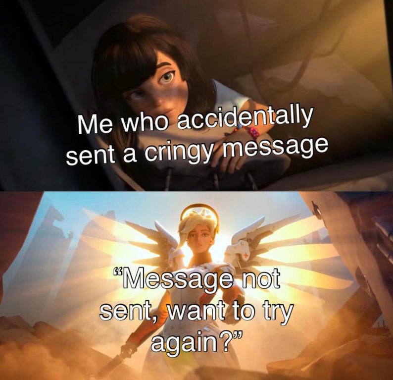 saviour meme - Me who accidentally sent a cringy message 33 Message not sent, want to try again?"