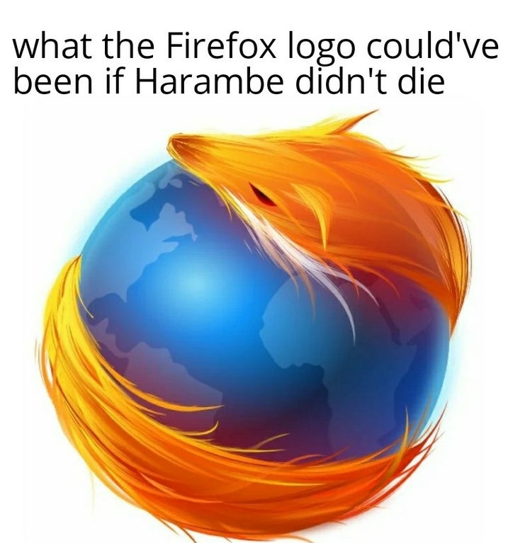 firefox icon - what the Firefox logo could've been if Harambe didn't die