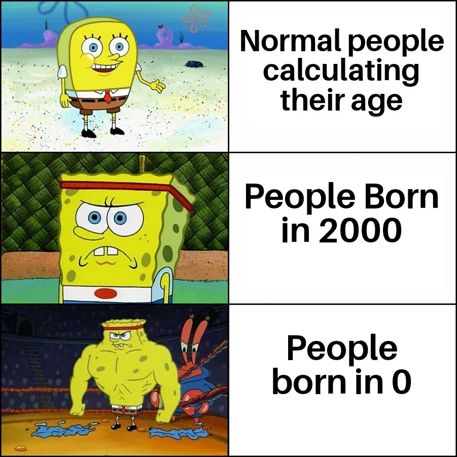 spongebob squarepants - Normal people calculating their age People Born in 2000 Bo People born in 0