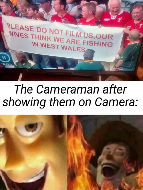 rick rolled meme - Please Do Not Film Us Our Wives Think We Are Fishing In West Wales The Cameraman after showing them on Camera