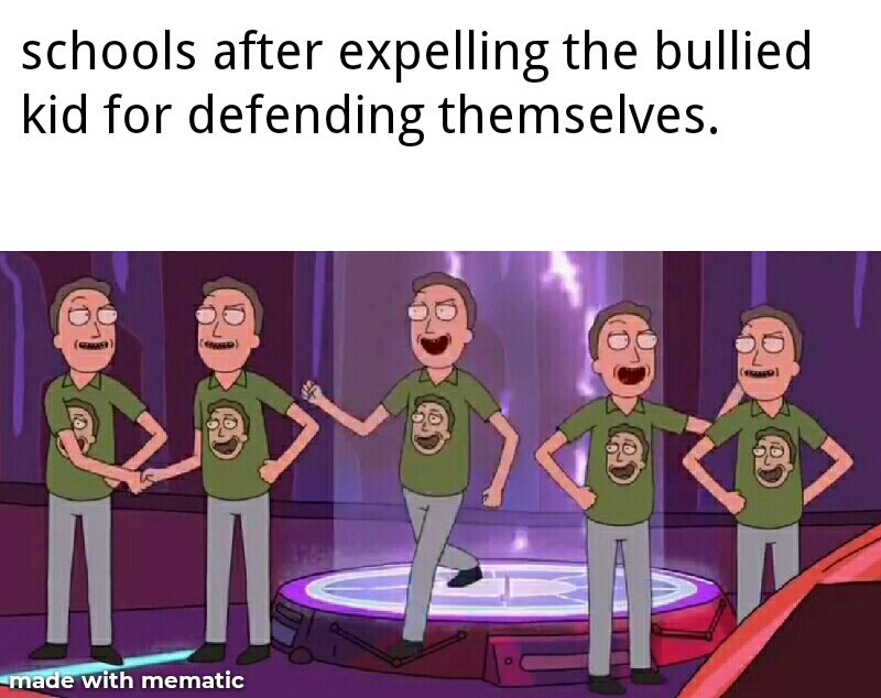 dnd accent meme - schools after expelling the bullied kid for defending themselves. Ds made with mematic