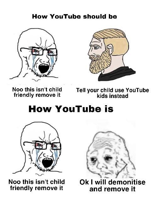 dank memes - perl meme - How YouTube should be Noo this isn't child Tell your child use YouTube friendly remove it kids instead How YouTube is Noo this isn't child friendly remove it Ok I will demonitise and remove it