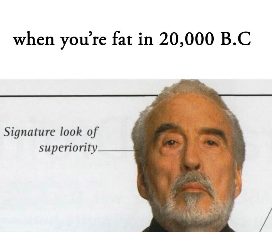 signature look of superiority meme - when you're fat in 20,000 B.C Signature look of superiority