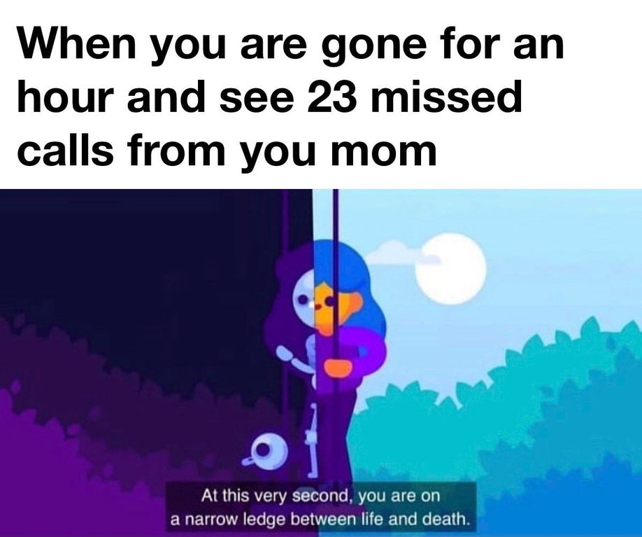 kurzgesagt meme - When you are gone for an hour and see 23 missed calls from you mom 8 8 At this very second, you are on a narrow ledge between life and death.