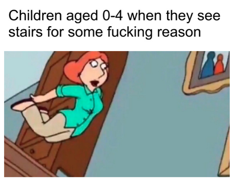 black widow endgame meme - Children aged 04 when they see stairs for some fucking reason