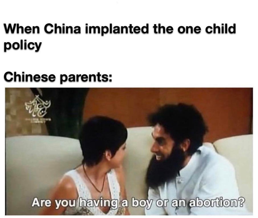 funny responses to im pregnant - When China implanted the one child policy Chinese parents Are you having a boy or an abortion?