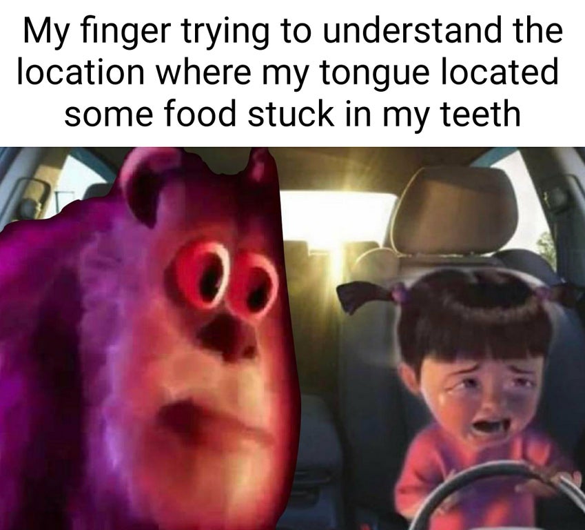 anxiety gf and impatient bf - My finger trying to understand the location where my tongue located some food stuck in my teeth O