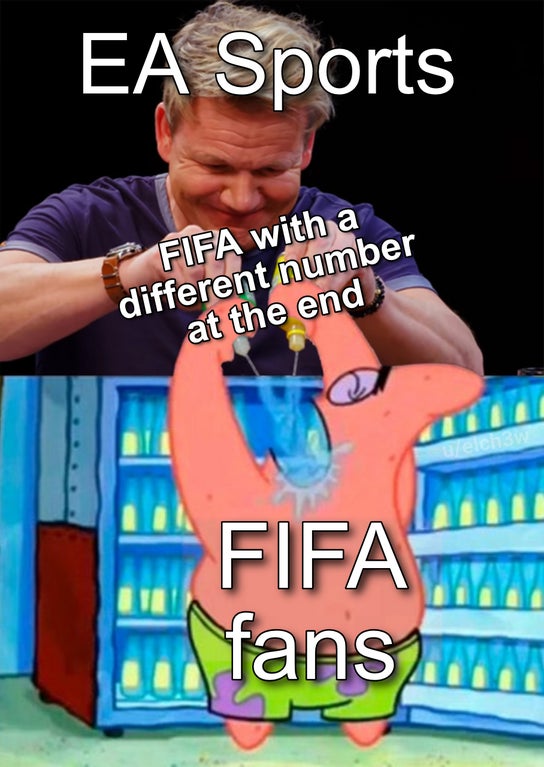 gordon ramsay hot ones meme - Ea Sports Fifa with a different number at the end elch3w Fifa fans