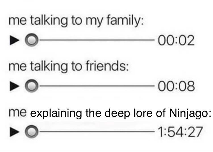 diagram - me talking to my family me talking to friends me explaining the deep lore of Ninjago 27