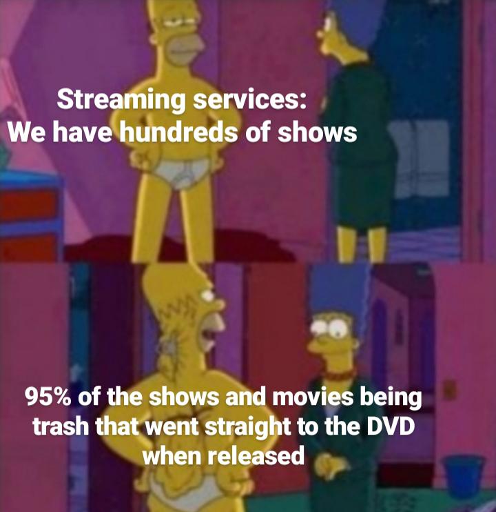 cartoon - Streaming services We have hundreds of shows 95% of the shows and movies being trash that went straight to the Dvd when released