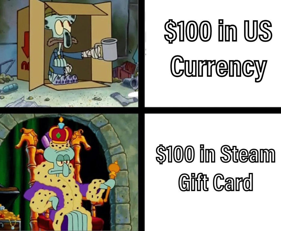 cartoon - Os $100 in Us Currency $100 in Steam Gift Card