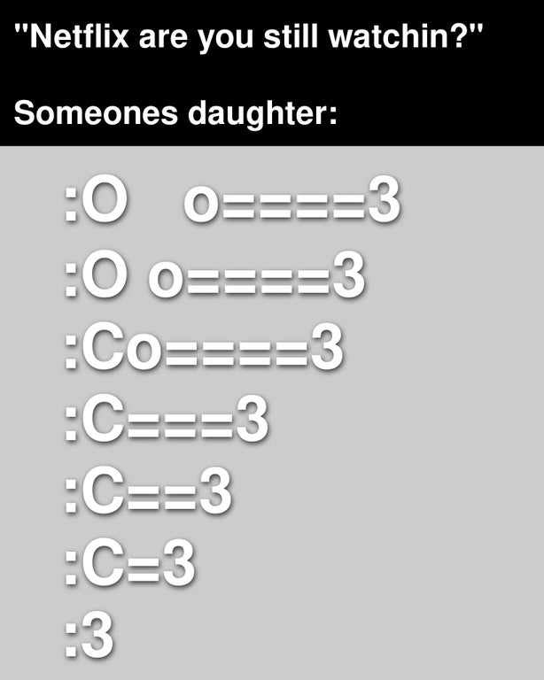 diagram - "Netflix are you still watchin?" Someones daughter 0 O3 O O3 Co3 C3 C3 C3 3