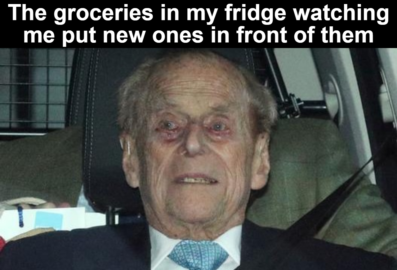 prince philip looking old - The groceries in my fridge watching me put new ones in front of them