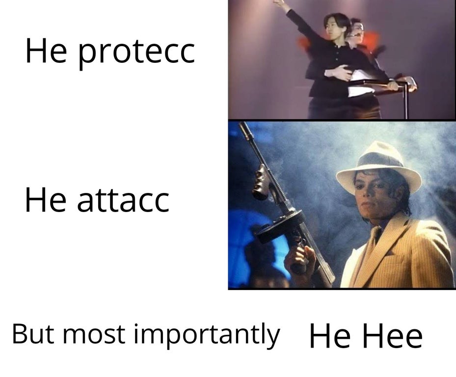 presentation - He protecc He attacc But most importantly He Hee