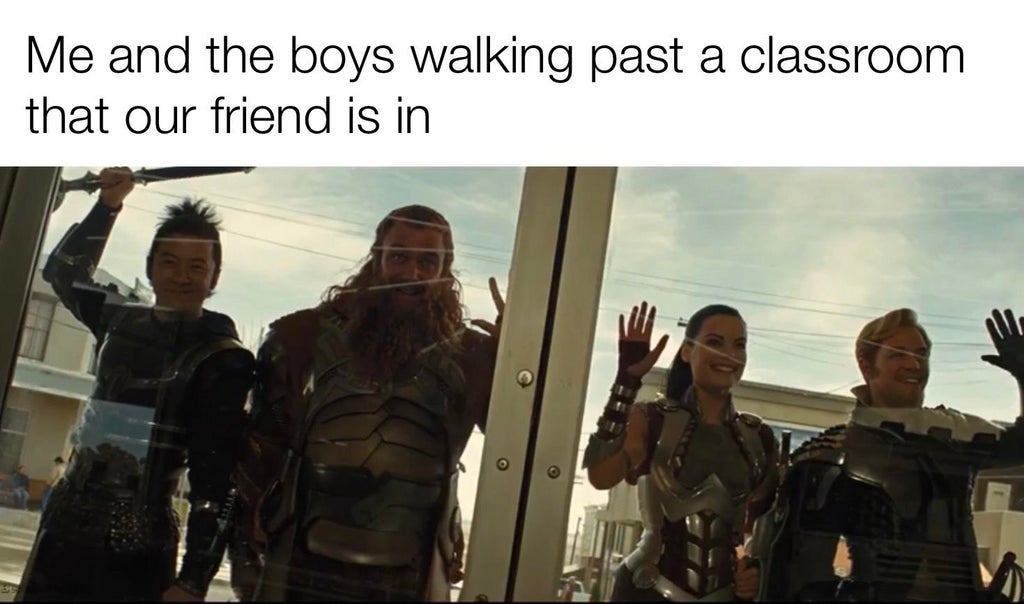 soldier - Me and the boys walking past a classroom that our friend is in