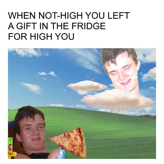 funny memes - When NotHigh You Left A Gift In The Fridge For High You