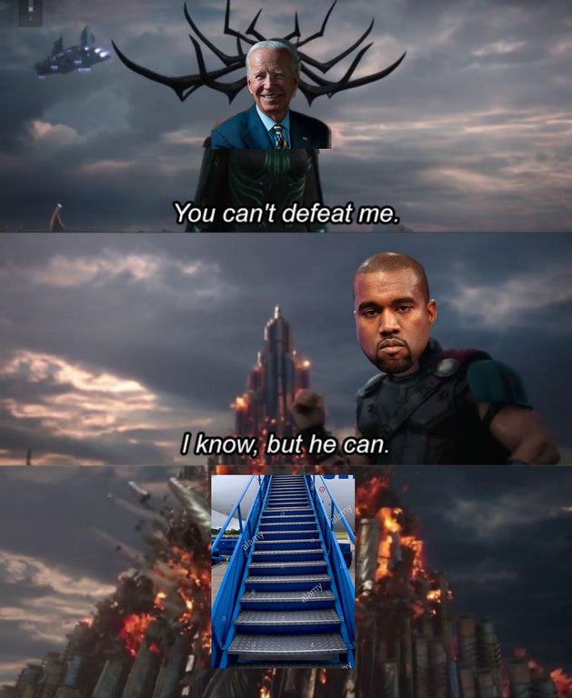 funny memes - rise of skywalker vs endgame - You can't defeat me. I know, but he can. - joe biden kanye west