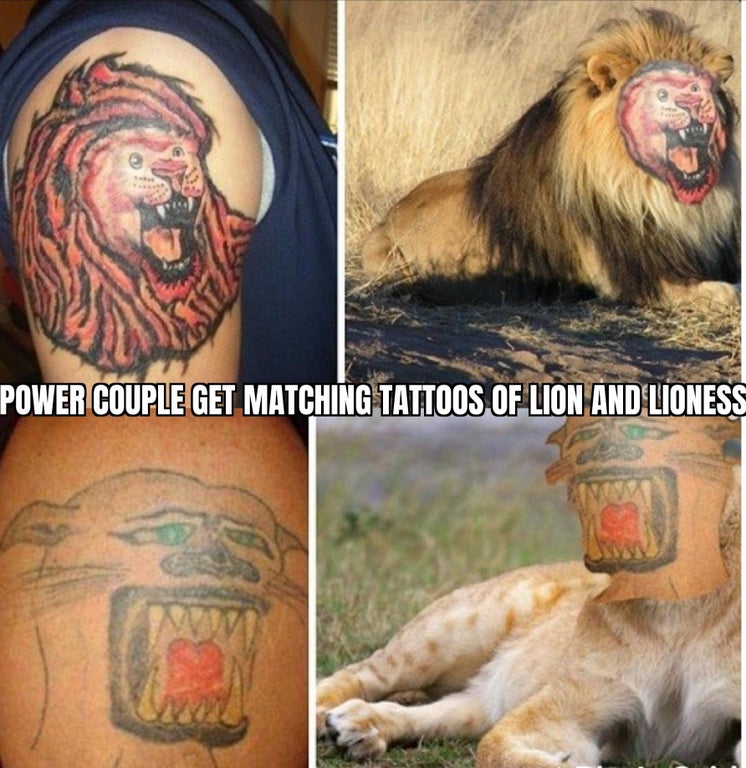 Power Couple Get Matching Tattoos Of Lion And Lioness