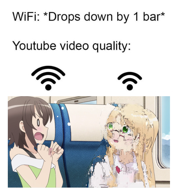 cartoon - WiFi Drops down by 1 bar Youtube video quality