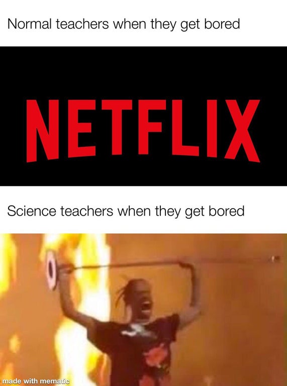 netflix april 2021 - Normal teachers when they get bored Netflix Science teachers when they get bored made with mematic