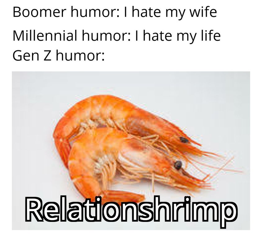 caridean shrimp - Boomer humor I hate my wife Millennial humor I hate my life Gen Z humor Relationshrimp