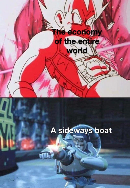 Internet meme - The economy of the entire world A sideways boat