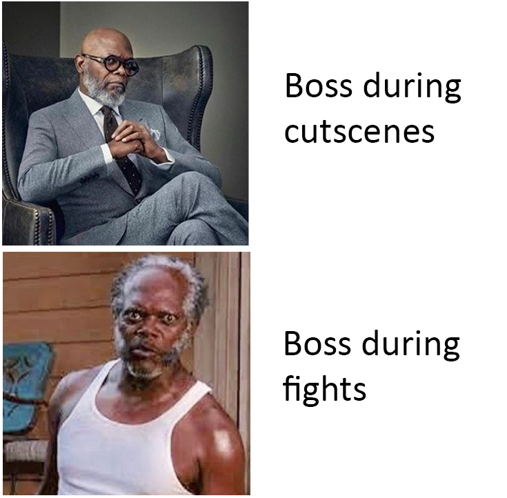human behavior - Boss during cutscenes Boss during fights