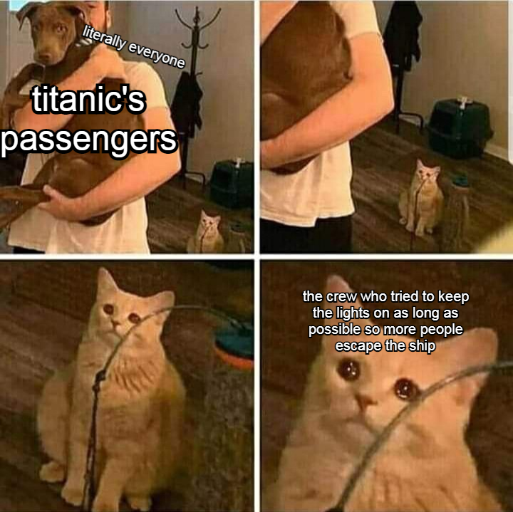 pirates of the caribbean memes - literally everyone y titanic's passengers the crew who tried to keep the lights on as long as possible so more people escape the ship
