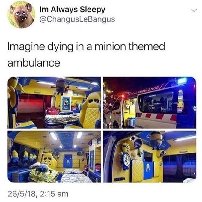 plastic - Im Always Sleepy Imagine dying in a minion themed ambulance Atkal Avlange 26518,