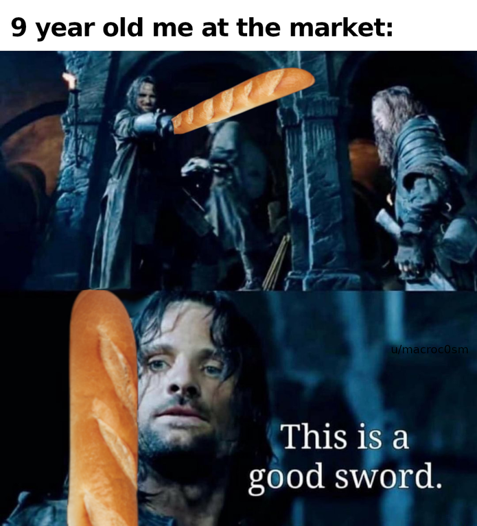 empty wrapping paper tube meme - 9 year old me at the market This is a good sword.